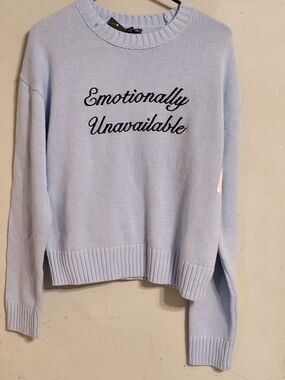 wild fable Light Blue 'Emotionally Unavailable' Crewneck Sweater